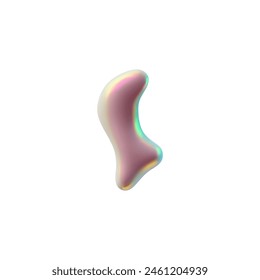 Vector illustration of an abstract object in Y2K style. Chrome shiny pink liquid shape, ideal for futuristic design elements, on an isolated background.