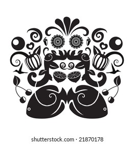Vector illustration of abstract objects grupped into one background.