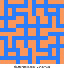 Vector illustration of abstract orange blue crossword pattern.