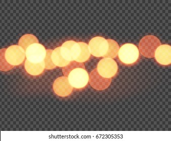 Vector Illustration Of Abstract Orange Bokeh Circles Isolated On Transparent Background