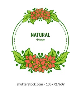 Vector illustration abstract orange flower frame for natural vintage design