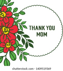 Vector illustration abstract orange flower frame for letter thank you mom
