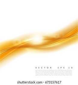 Vector illustration of an abstract orange wavy background, smooth layered transparent yellow-orange wave, line with light effect. Design element