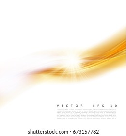 Vector illustration of an abstract orange wavy background, smooth layered transparent yellow-orange wave, line with light effect. Design element