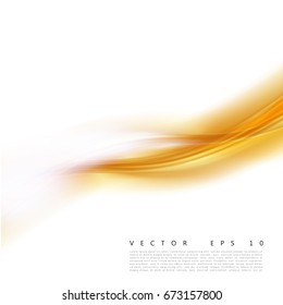 Vector illustration of an abstract orange wavy background, smooth layered transparent yellow-orange wave, line with light effect. Design element