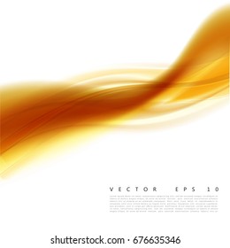 Vector illustration of an abstract orange wavy background, smooth layered transparent yellow-orange wave, line with light effect. Design element