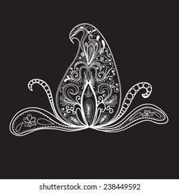 Vector illustration with abstract oriental ornament in black and white colors
