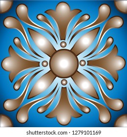 Vector illustration of abstract ornament element on blue background. EPS10.