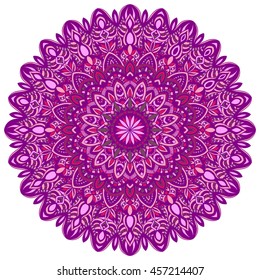 Vector illustration with abstract ornament. Round mandala pattern for printing on fabric or paper. Ornamental doodle background.