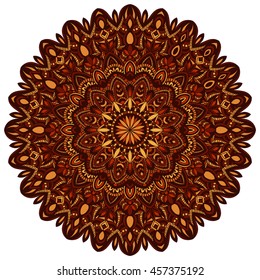 Vector illustration with abstract ornament. Round mandala pattern for printing on fabric or paper. Ornamental doodle background.