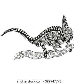 Vector Illustration of an Abstract Ornamental Chameleon 