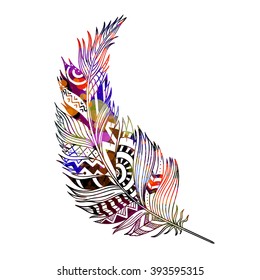 Vector Illustration of an Abstract Ornamental Feather