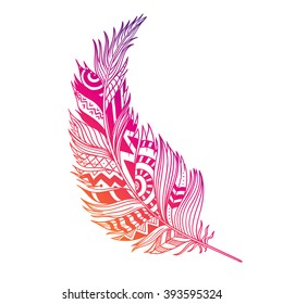 Vector Illustration of an Abstract Ornamental Feather
