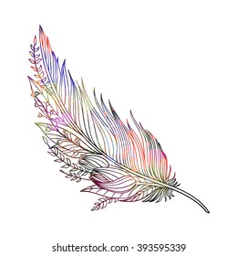 Vector Illustration of an Abstract Ornamental Feather