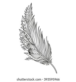 Vector Illustration of an Abstract Ornamental Feather