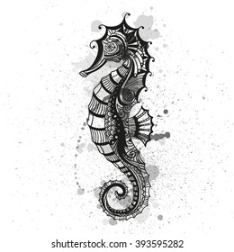 Vector Illustration of an Abstract Ornamental Sea Horse