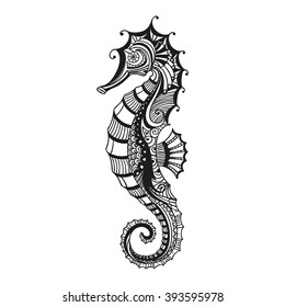 Vector Illustration of an Abstract Ornamental Sea Horse