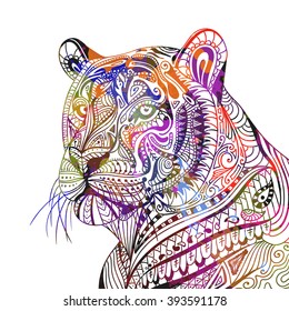 Vector Illustration of an Abstract Ornamental Tiger 