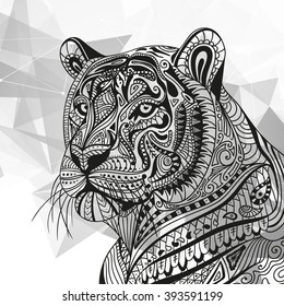 Vector Illustration of an Abstract Ornamental Tiger 