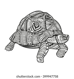 Vector Illustration of an Abstract Ornamental Turtle