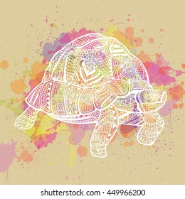 Vector Illustration of an Abstract Ornamental Turtle
