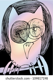 Vector illustration of an abstract owl drawing.