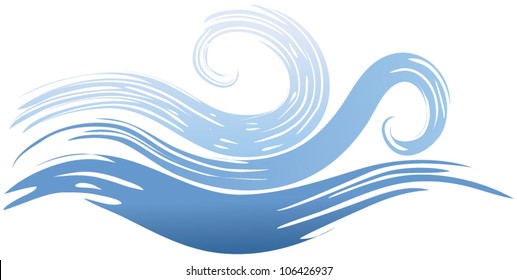 Vector illustration of abstract painted blue wave