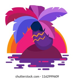 Vector illustration. Abstract palm tree isolated on white background. Flat design.