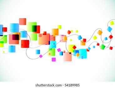 Vector illustration of abstract party Background with funky colorful square blocks