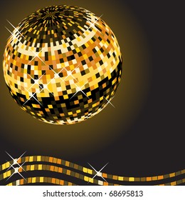 Vector illustration of abstract party Background with glowing lights and disco ball