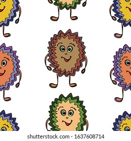 
Vector illustration. Abstract pattern in the form of bright cartoon characters. Cover design, clothing print, textile.