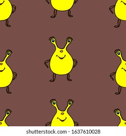 
Vector illustration. Abstract pattern in the form of bright cartoon characters. Cover design, clothing print, textile.