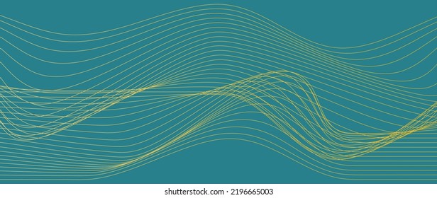 Vector illustration. Abstract pattern with golden lines on a dark turquoise background. Perfect for wallpaper, home decor, banners, prints, covers, wall art.