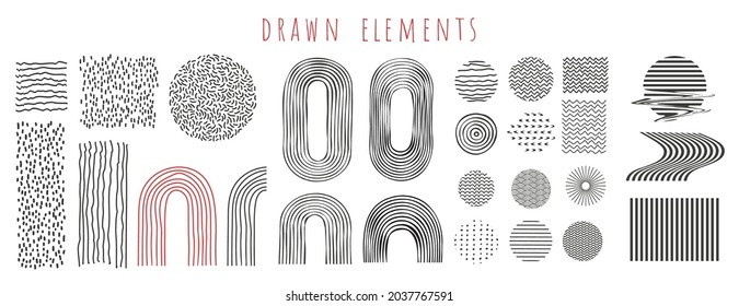 Vector illustration. Abstract pattern. Lines and dots. Scandinavian hand drawn design elements collection. Concept for design poster, cover, invitation, gift card, flyer, social media, promotion.