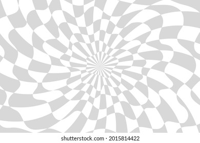 Vector illustration of abstract pattern with optical illusion. Op art checkered background.