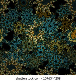 Vector illustration. Vector abstract pattern page for antistress. Can be used for cards, invitations, save the date cards and many more. On black, gray, blue, yellow and green colors.