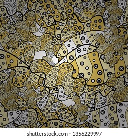 Vector illustration. Vector abstract pattern page for antistress. On yellow, beige and black colors. Can be used for cards, invitations, save the date cards and many more.