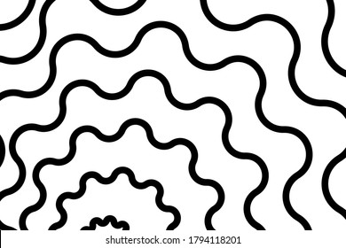 Vector illustration of abstract pattern with wavy lines. Background in op art style, optical illusion.