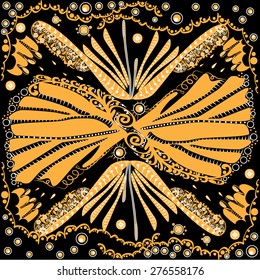 Vector illustration of a abstract pattern with yellow and white vintage elements
