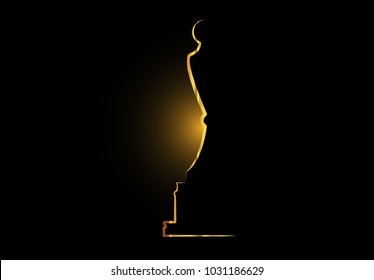 vector illustration abstract people logo icon. Academy award icon in flat style isolated or black background, gold Silhouette statue icon. Films and cinema symbol stock 