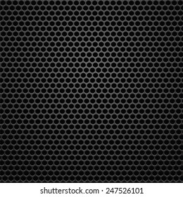  Vector Illustration  with  Abstract  Perforated Texture on Dark Background. Steel Carbon Pattern.