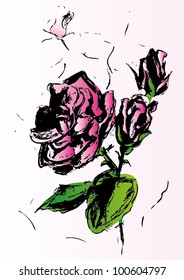 A vector illustration of abstract pink artistic rose.