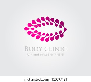 Vector illustration with abstract pink flower symbol. Logo design. For beauty salon, spa center, health clinic