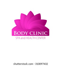 Ilustración vectorial con símbolo de flor rosada abstracta. Diseño de logotipo. Para el salón de belleza, centro de bienestar, centro de salud