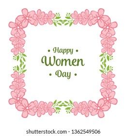 Vector illustration abstract pink wreath frame for greeting card happy women day
