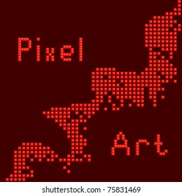 Vector illustration of abstract pixel art