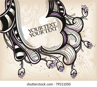 vector illustration of abstract plants and waves