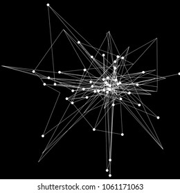 Vector illustration of an abstract plexus structure forming a complex geometric pattern. Network connection between dots and lines. Graphical representation of a block chain technology