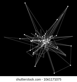 Vector illustration of an abstract plexus structure forming a complex geometric pattern. Network connection between dots and lines. Graphical representation of a block chain technology
