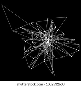 Vector illustration of an abstract plexus structure forming a complex geometric pattern. Network connection between dots and lines